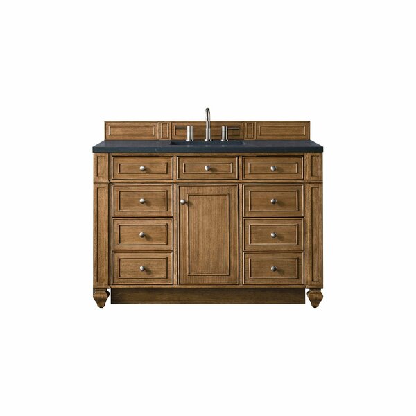 James Martin Vanities Bristol 48in Single Vanity, Saddle Brown w/ 3 CM Charcoal Soapstone Quartz Top 157-V48-SBR-3CSP